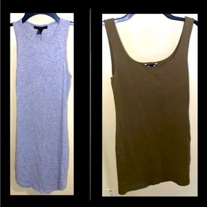 2 Sleeveless Bodycon Dress Bundle - H&M Khaki Green & Forever 21 Grey Short Mini